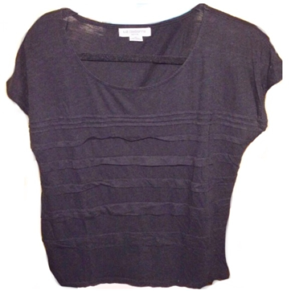 Liz Claiborne Soft Ribbon Pleat Top, [Sz Large Petite]